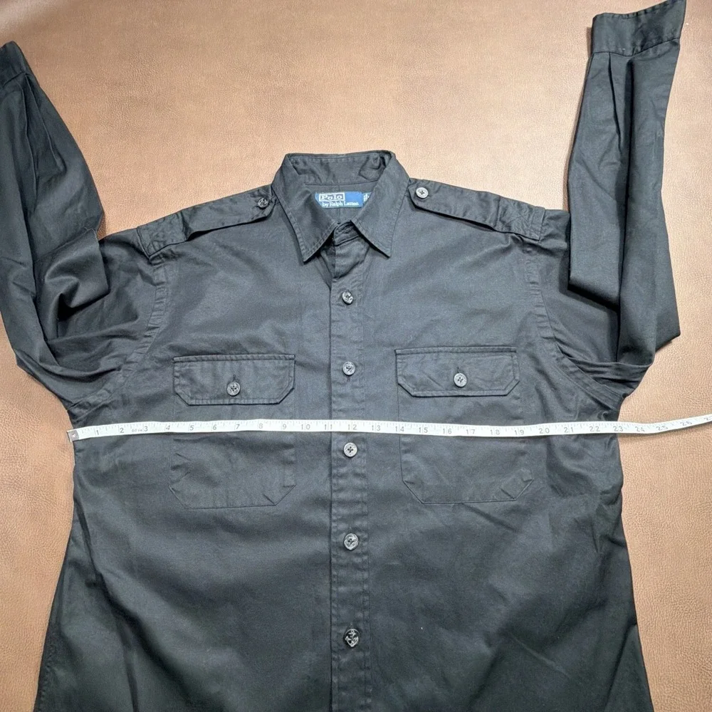 VTG Polo Ralph Lauren Military Shirt Men's M Black Navy Nautical Cargo Baggy 90s